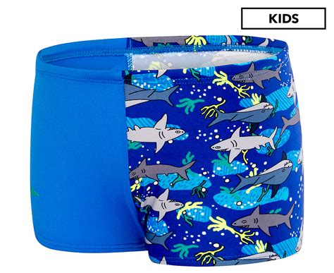 Speedo Boys Shark Herd Aquashort Swim Short Cadet Blueshark Herd