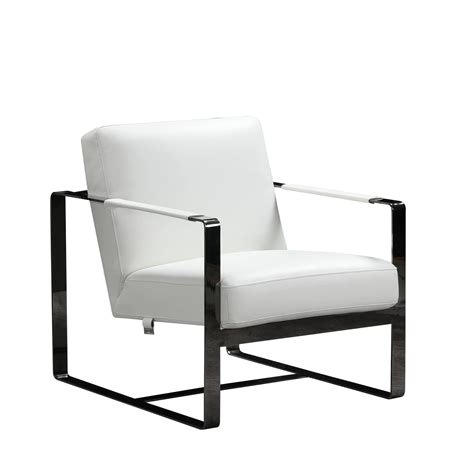 White Genuine Italian Leather Accent Chair Contemporary Global United