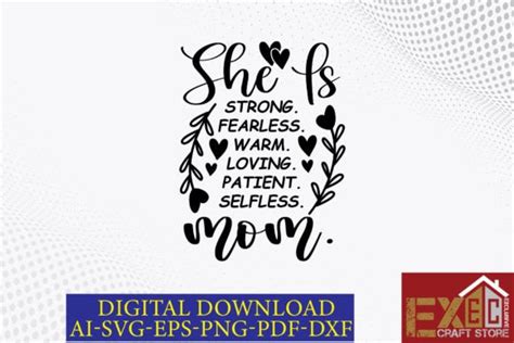 She Is Strong Fearless Warm Loving Graphic By Exclusive Craft Store