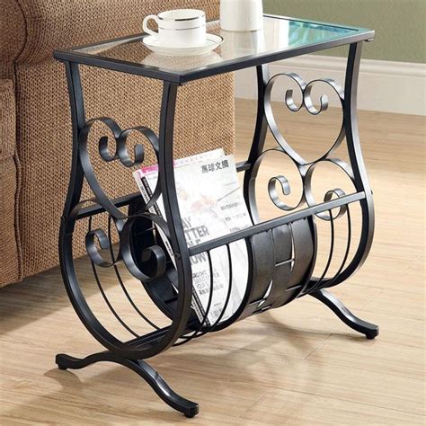 5% off first order & australia wide delivery. Passion Side Table with Magazine Rack - Satin Black, Glass ...