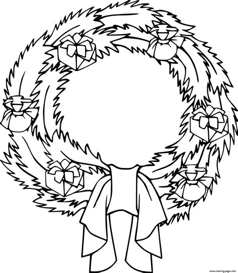 Christmas Wreath With Presents Coloring page Printable