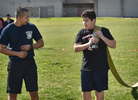 Sycamore Jr High Students Work Out With Anaheim Fire And Rescue Cadets