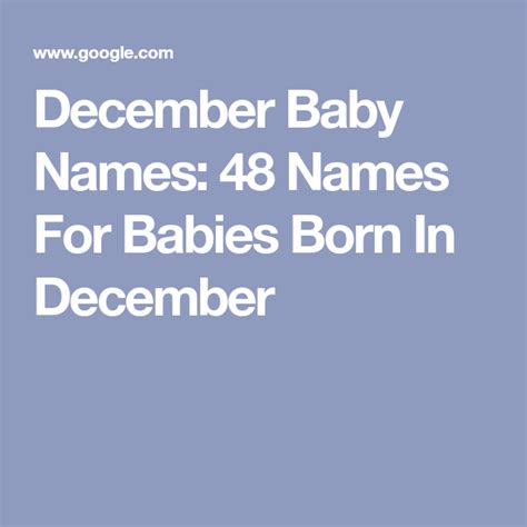 December Baby Names 48 Names For Babies Born In December December