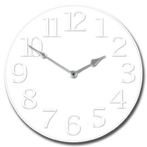 White On White Wall Clock Ultra Quiet Quartz Mechanism Hand Made In