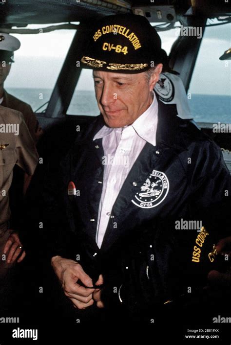 1982 Secretary Of Defense Caspar Weinberger Snaps His Jacket As He