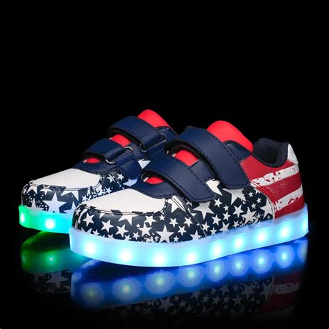 Size 25 35 Luminous Sneakers Usb Charge Children Shoe Boy Girl Glowing