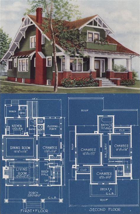 A Blueprint Shows The Plans For A Two Story House