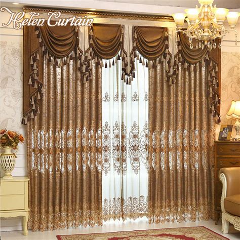Helen Curtain Luxury Gold Embroidered Curtains For Living Room European