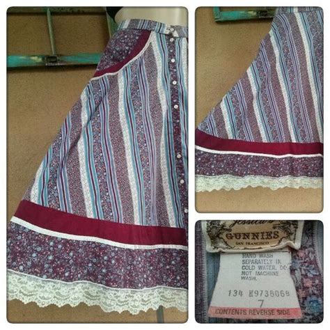 Vintage 1970s Peasant Skirt Gunne Sax 70s Prairie Boho Calico