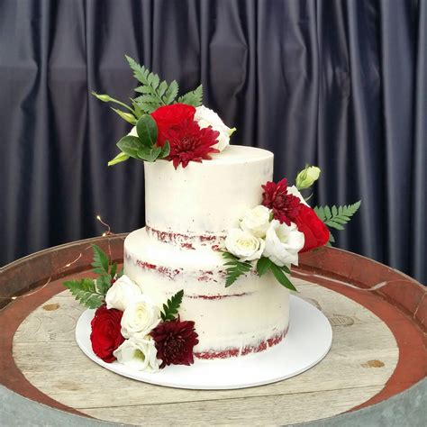 Red Velvet Semi Naked Cake With Fresh Florals Anita Of Cake