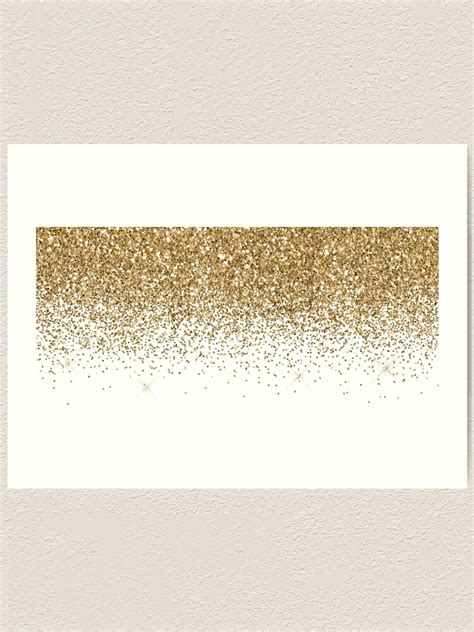 Yellow Gold Sparkle Glitter Fading Border Ombre Art Print For Sale
