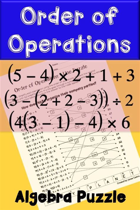 Order Of Operations Pemdas Algebra Puzzle Activity Great For Review Or In Class Activity