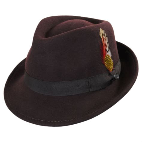 B2b Jaxon Detroit Brown Wool Felt Trilby Hat Fedoras