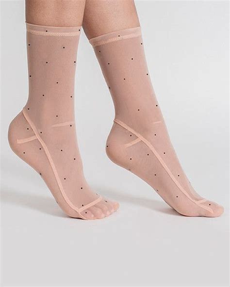 Darner S Nude Mesh Socks With Black Polka Dots Are Simply Chic Cut And Sewn From Custom Made