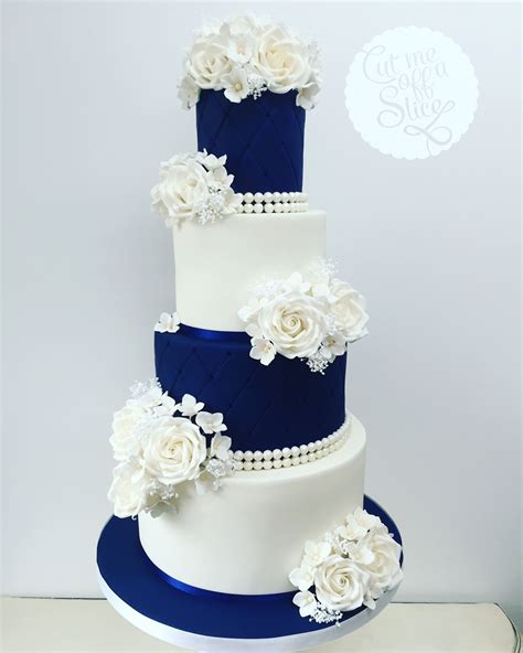 Pin By April Grigg On My Wedding ️ Navy Blue Wedding Cakes Wedding Cake Decorations Royal