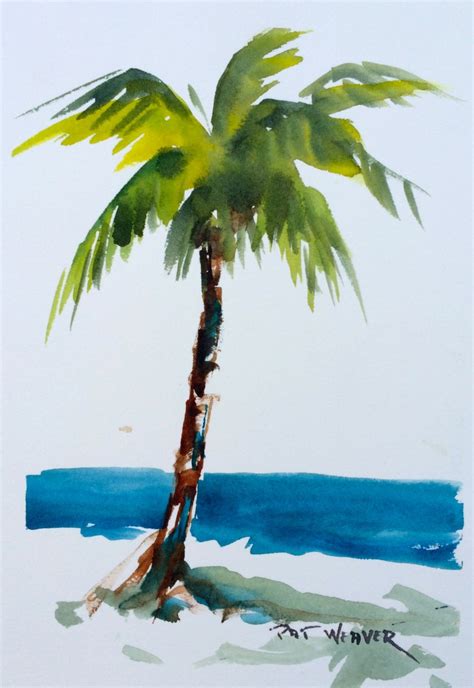 Beach Palm Tree Original Watercolor Painting Etsy