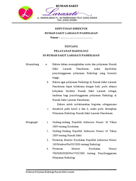 Sk Pelayanan Radiologi Pdf