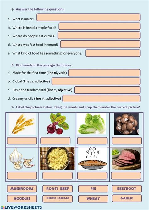 Food Around The World Worksheet Around The World Food English As A