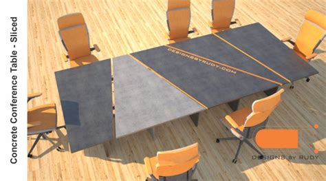 Concrete Conference Table Sliced Design Geometric Series
