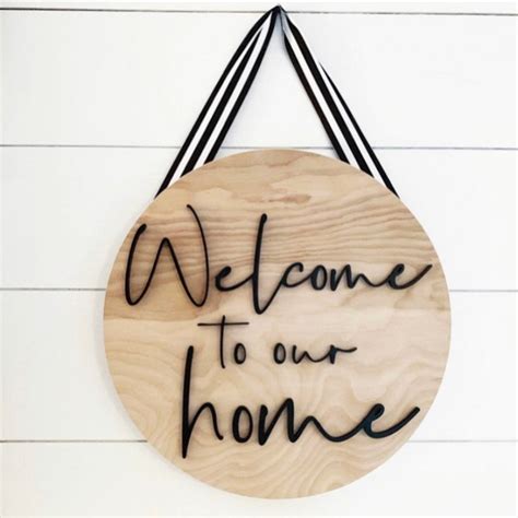 Round Sign Wood Sign Welcome To Our Home Front Door Decor Etsy