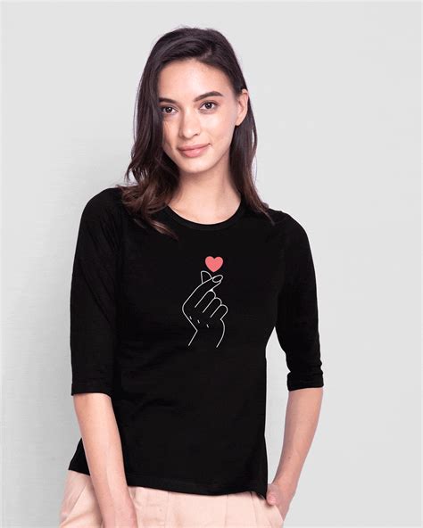 Buy Bts Army Love Round Neck 34 Sleeve T Shirt Black For Women Black