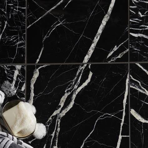 Black Marble Black Wall And Floor Tile L305mm W305mm Sample