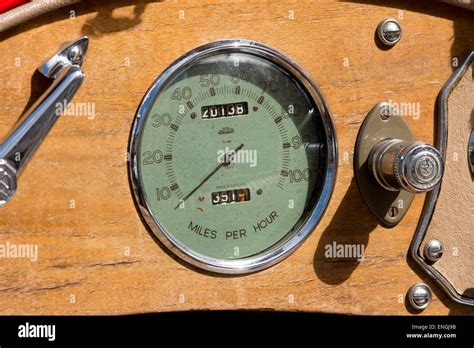 Jaeger speedometer in a vintage MG car Stock Photo - Alamy
