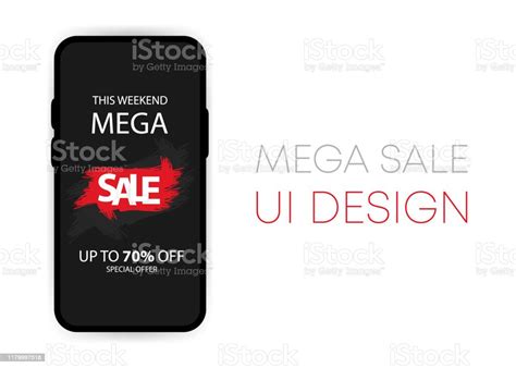 Vetores De Mobile Mega App Venda Ui Vector Mockup Na Tela Do Smartphone