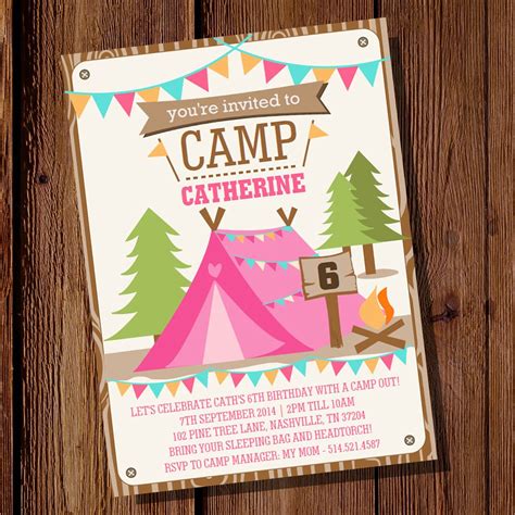 Backyard Camping Party Invitation for a Girl | Summer ...