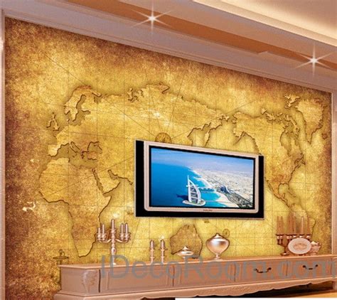 3d Classic Navigation World Map Wallpaper Wall Decals Wall Art Print M