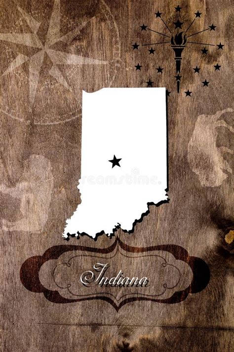 Poster Indiana State Map Outline Stock Illustration Illustration Of