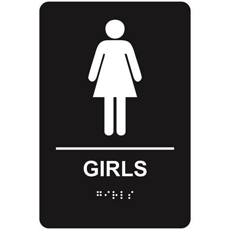 Girls Restroom Economy Ada Signs With Braille Winmark Stamp And Sign