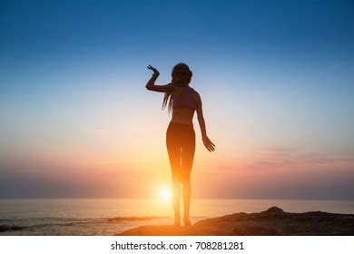 Naked Carefree Girl On Beach Sunrise Stock Photo Shutterstock