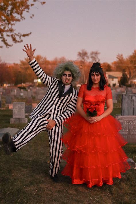 You made the costume, you're in the photo. Beetlejuice and Lydia | Beetlejuice costume, Beetlejuice ...