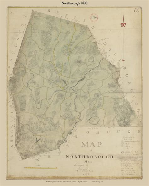 Northborough Digitally Restored Massachusetts 1830 Old Town Map