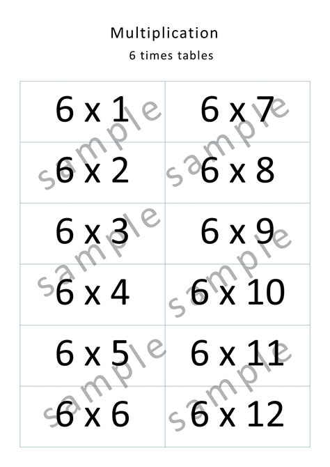 Times Table Multiplication Flash Cards Printable Times Tables Worksheets