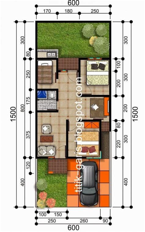 Yang ini, contoh denah rumah type 36 yang cukup untuk keluarga baru. denah rumah tipe 50 m2 sehat #shedplans | Projetos de ...