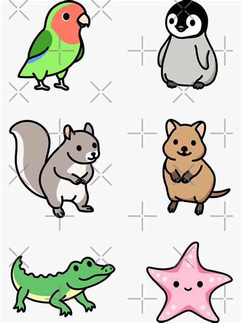 Cute Animal Sticker Pack 12 Sticker For Sale By Littlemandyart