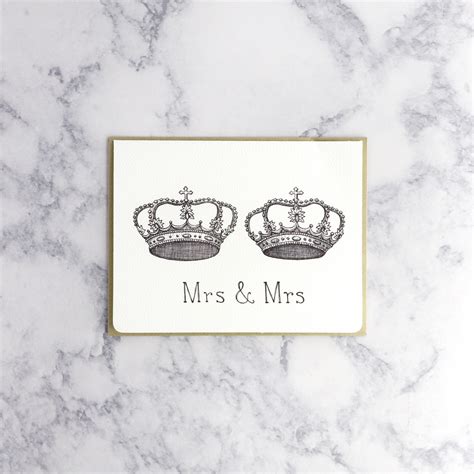 Royal Crowns Mrs And Mrs Wedding Card Lgbtq Same Sex Bonsai Paper Co