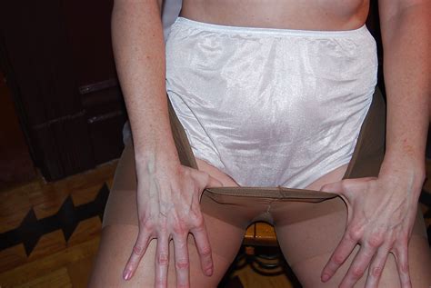 Mature Woman In White Full Cut Panties And Pantyhose 13