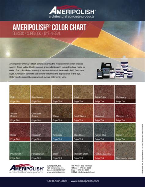 Polished Concrete Stain Dye Color Chart Ameripolish Esr Decorative