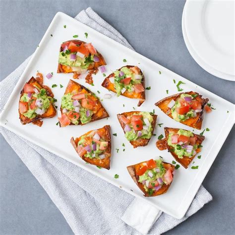 Sweet potatoes are delicious, nutritious, and keep well. Sweet Potato Skins with Guacamole Recipe - EatingWell