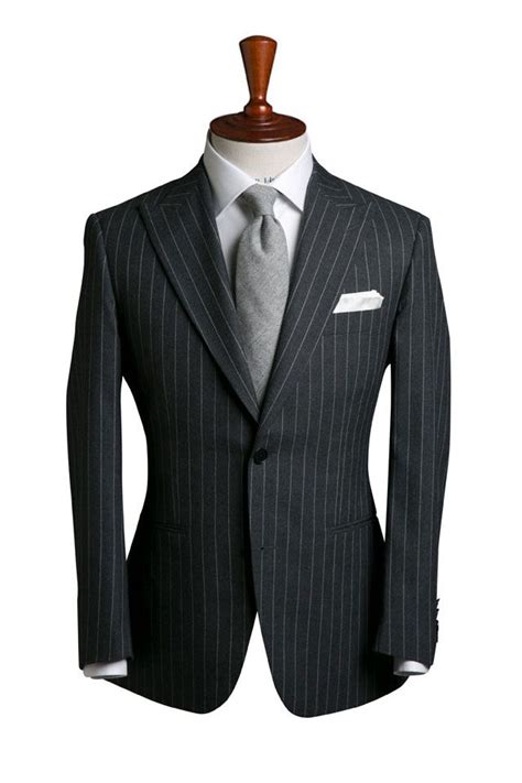 Charcoal Flannel Pinstripe Suit Suits Pinstripe Suit Mens Suits