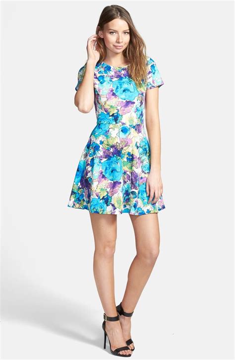 One Clothing Floral Print Cutout Back Skater Dress Juniors Nordstrom