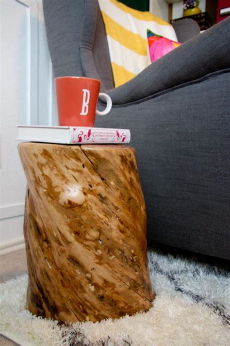 Tree Trunk Side Table Contribute Immense Natural Accent