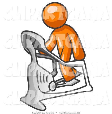Vector Clip Art Of A Sporty Orange Man Exercising On A Stair Climber