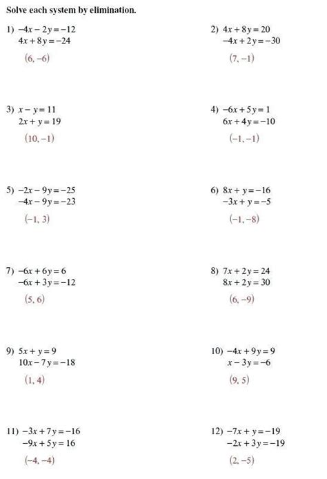 Solving Linear Equations Worksheets Answers