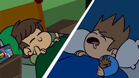 Tom's eyes started off as a black line, but later transitioned into empty, black sockets. Image - Trick or Threat - Edd & Tom sleeping.png ...