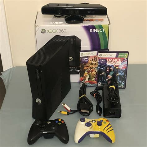 Microsoft Xbox 360 Slim With Kinect 2 Controllers 250gb Hdd Console