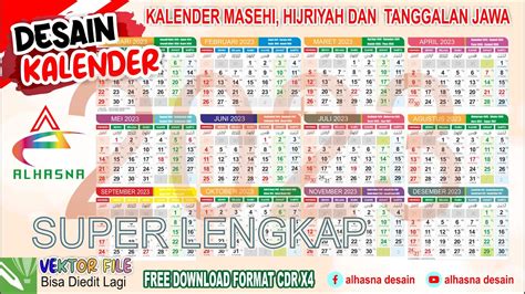 Jual Template Kalender 2023 Lengkap Dengan Kalender Jawa Hijriyah